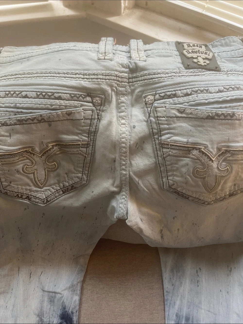 Rock Revival Men’s Straight Jeans - Light Gray to Navy Dip-Dye